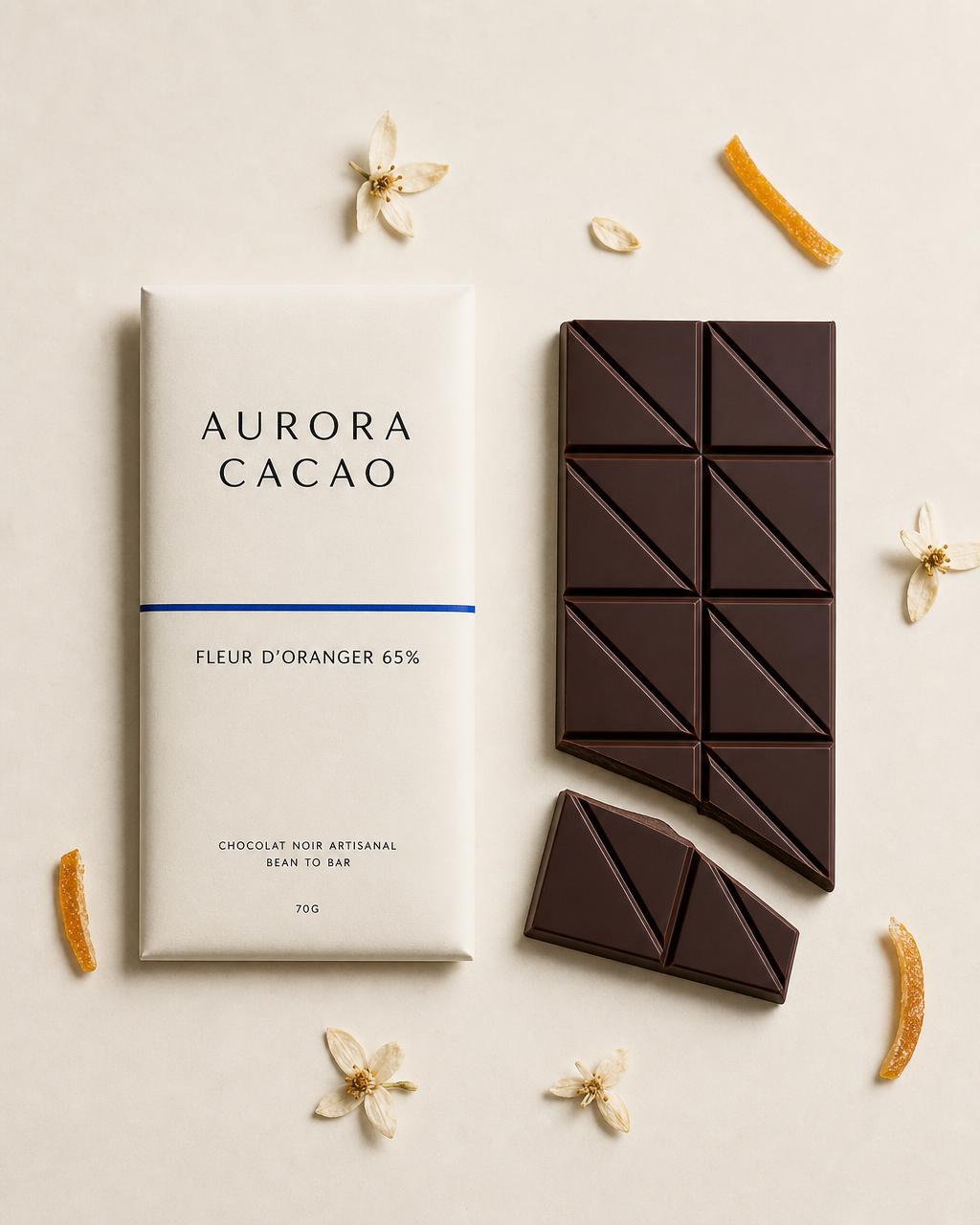 Tablette Aurora Cacao Fleur d'Oranger 65 %
